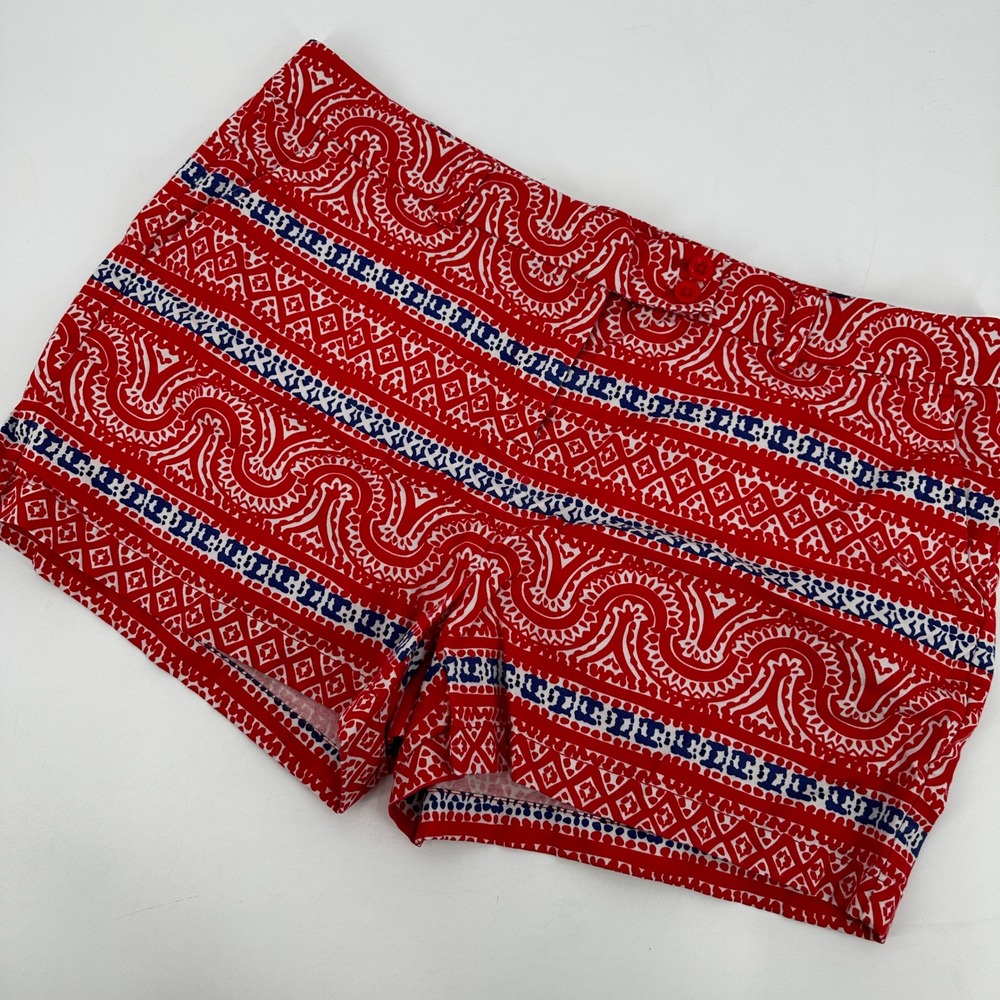 Vineyard Vines Womens 16 Red White Blue Paisley Geometric Chino Shorts Patriotic